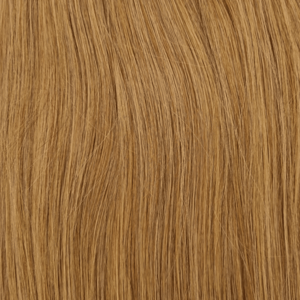 Detailansicht Haarstruktur – C&K Tape-In Extensions glatt #18 Dark Ash Blonde Echthaar