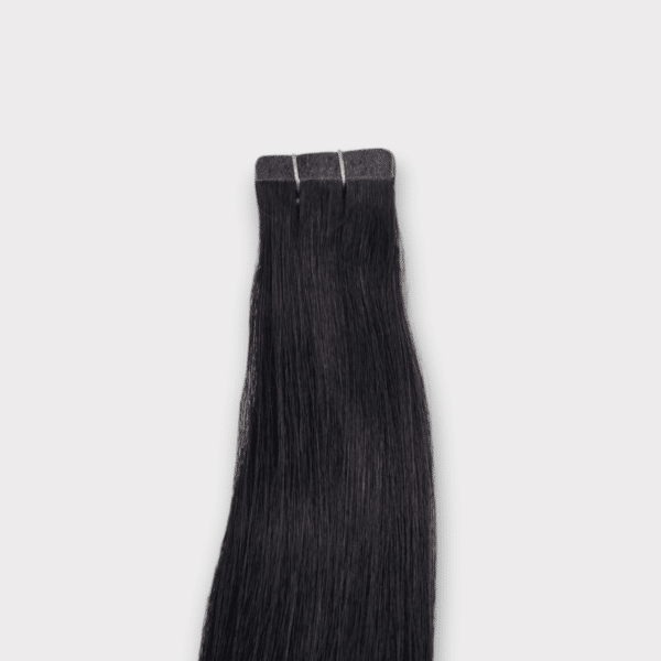 Detailansicht Strähne – C&K Tape-In Extensions glatt #1 Black Echthaar