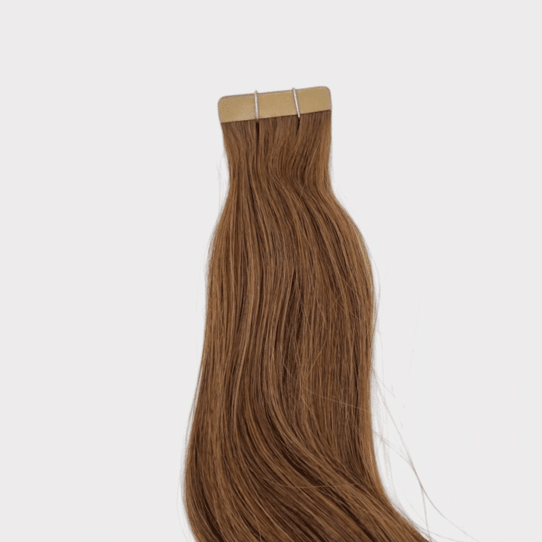 C&K Premium Echthaar Tape-In Extensions glatt #6 caramel braun – Detailansicht2