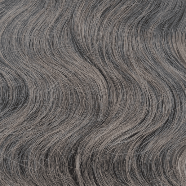 Detailansicht wellige Echthaar Weft Extensions Farbe 1B