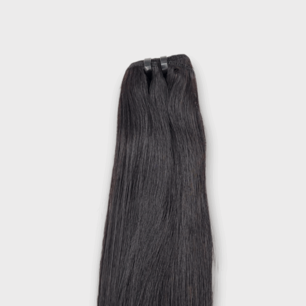 Schwarze Premium Weft Extensions aus 100% Echthaar, glatt